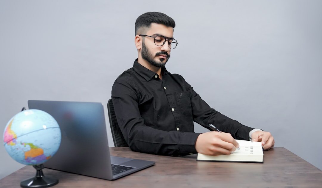 Professional journalist with notepad on assignment